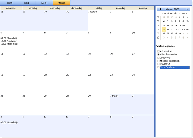 Ooit Sneeuwstorm overtuigen Mijn werkplek > Agenda > Agenda Maandoverzicht